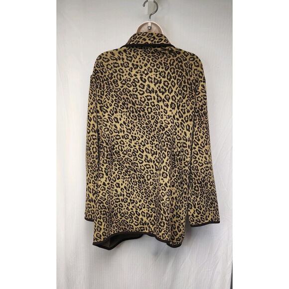 Nina Leonard Leopard Animal Print Matching Scarf Long Sleeve Cardigan Sweater M - Picture 8 of 11